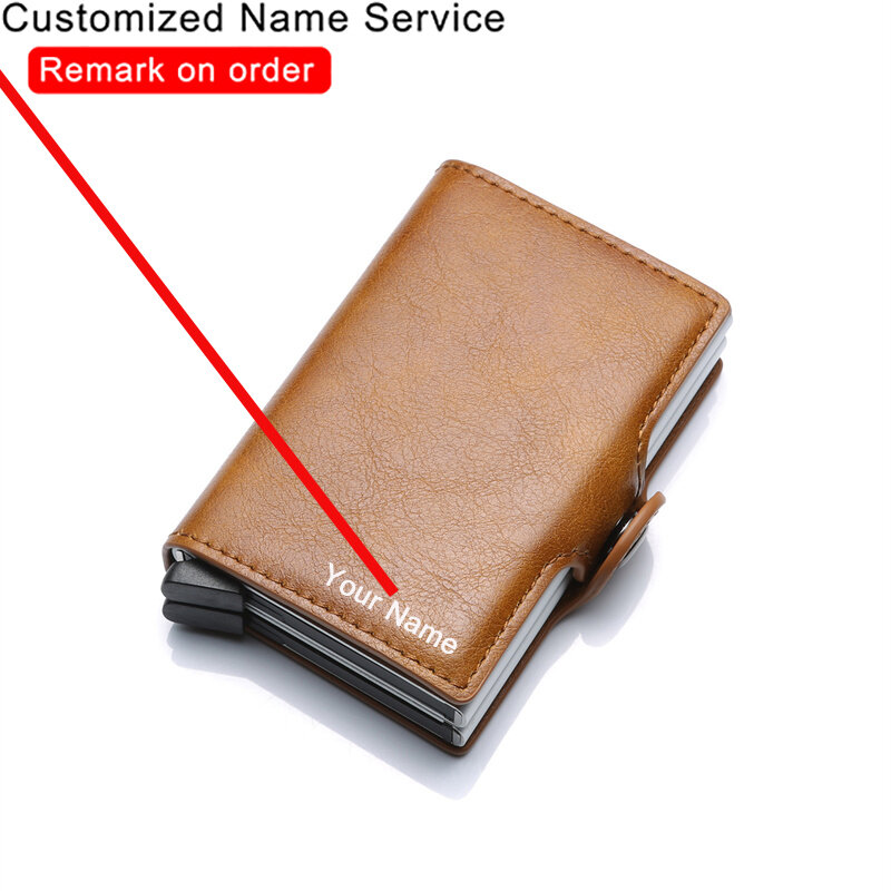 2023 New Customized Name Card Holder Men's Double Anti Rfid Credit Card holder Case Wallet Woman Business Bank Minimalist Wallet