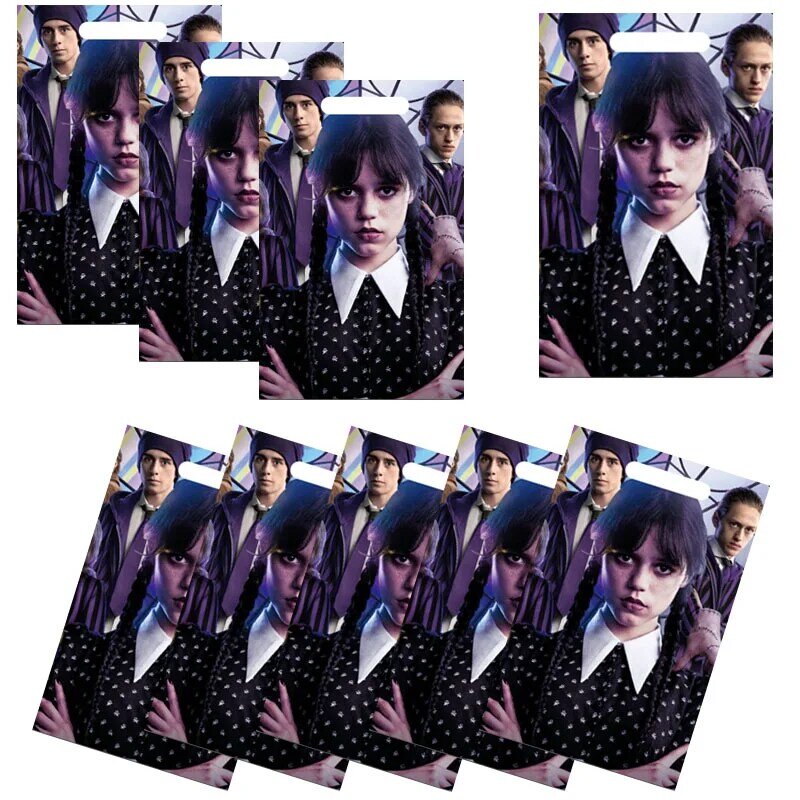 The Movie Wednesday Addams Birthday Party Decoration Wednesday Disposable Gift Bag Loot Candy Bag Kid Baby Shower Party Supplies