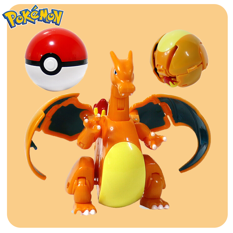 Pokemon figurki oryginalne pudełko deformacji zabawki Anime rysunek Pikachu Charizard Greninja kieszonkowy potwór Pokeball Model prezent.