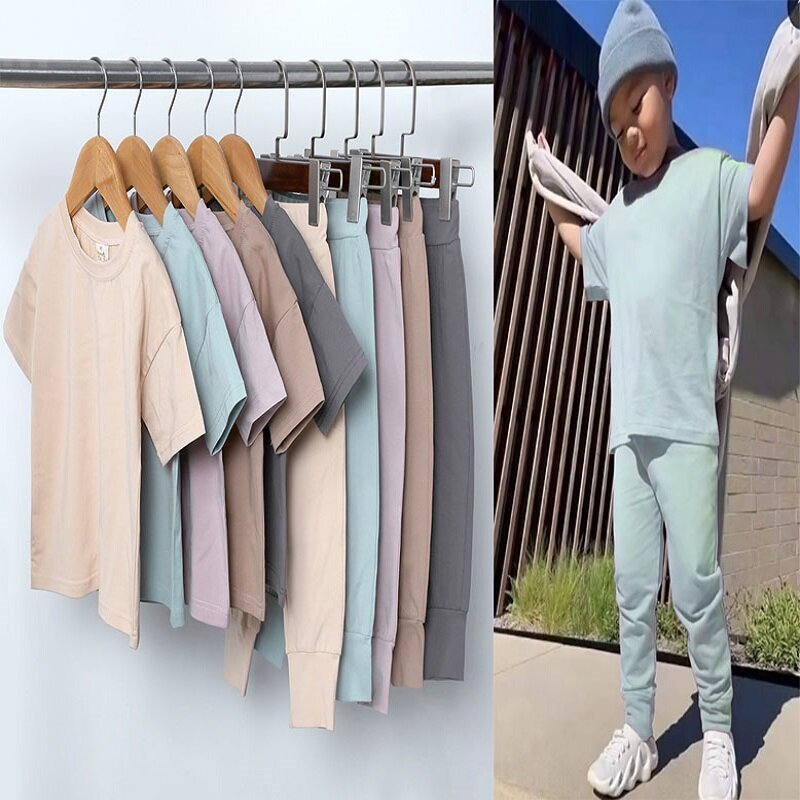 Kleinkind Outfits Baby Jungen Trainingsanzug Kurzarm Solide T-shirts Hosen 2PCS Sport Anzug 2022 Mode Kinder Mädchen Casual Kleidung set