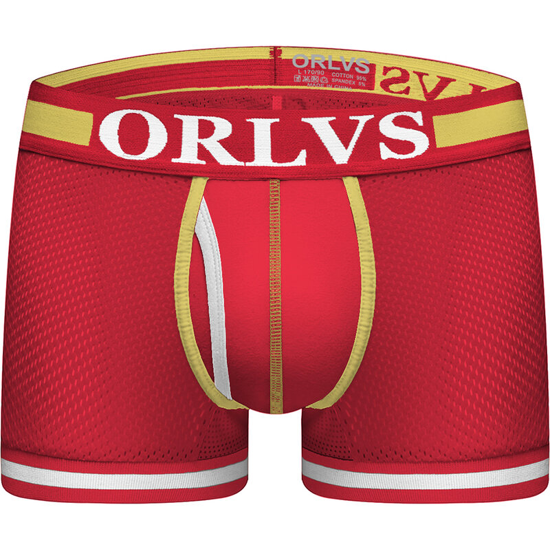 ORLVS-bóxer Sexy de nailon para hombre, ropa interior cómoda, calzoncillos de malla transpirable, Cueca, pantalones cortos sólidos