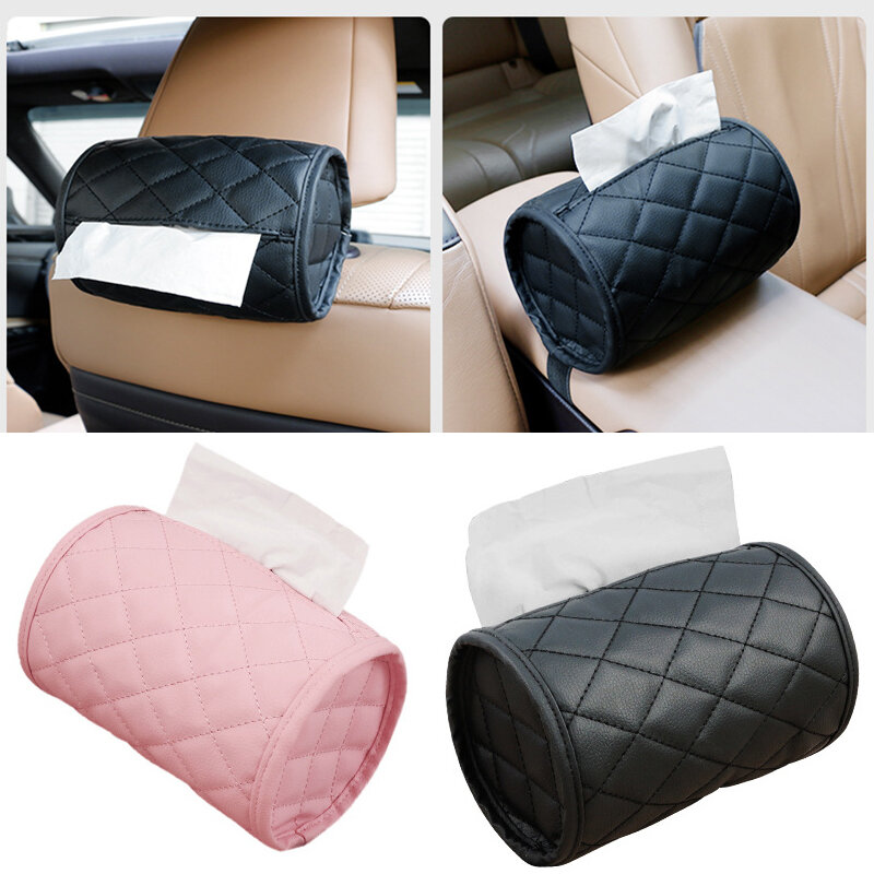 Caixa de tecido do carro de couro decoração do carro acessórios caixas de tecido em acessórios do carro para meninas meninos rosa preto