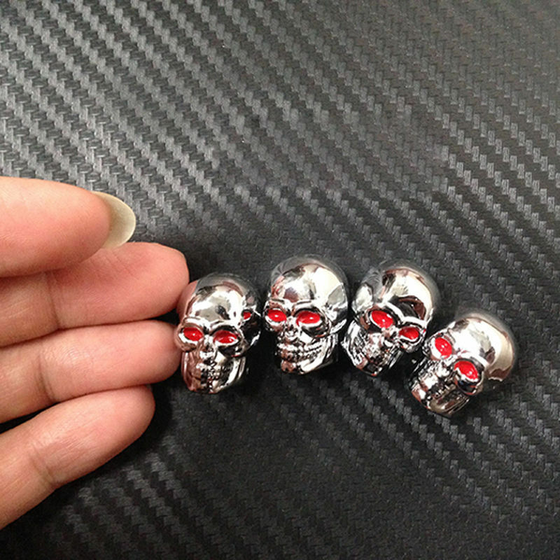 4PCS Skull Heads Bicycle tire Valves Caps Auto Tire Valves Caps Car Tyre Air Stem Covers Motorcycle Bike Car wheel Accessories