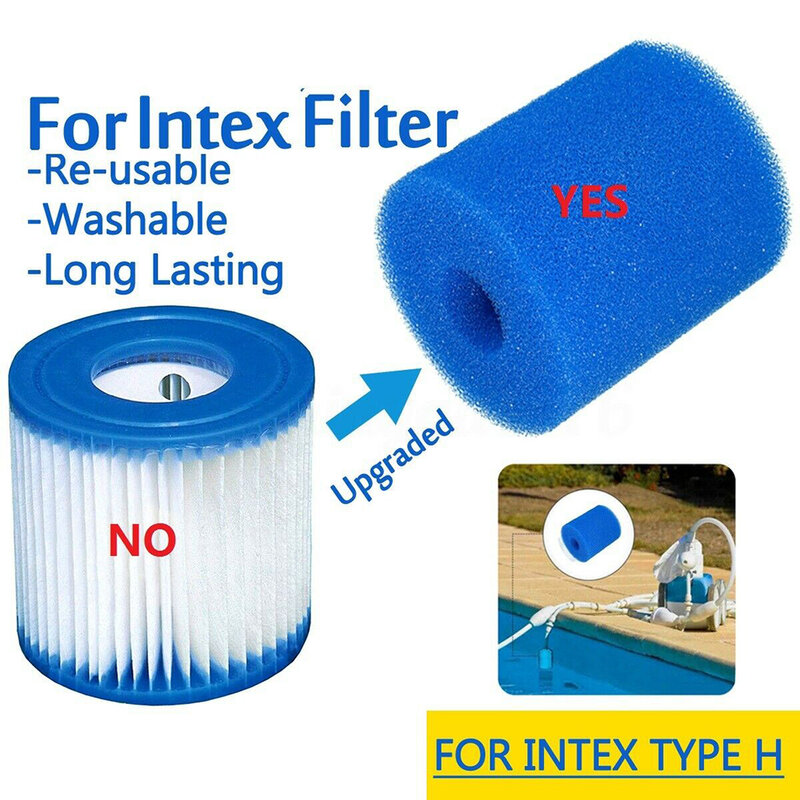 Para Intex Tipo H Lavável Reutilizáveis Piscina Cartucho de Filtro de Espuma Esponja Bioquímico Aquário Acessórios Práticos Decorat