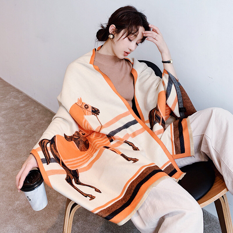 Neue Brief Kaschmir Schal Winter Mode Frauen doppelseitige Warme Schal Weiblich Bufanda Hohe Qualität Pashmina Decke Wraps 2020
