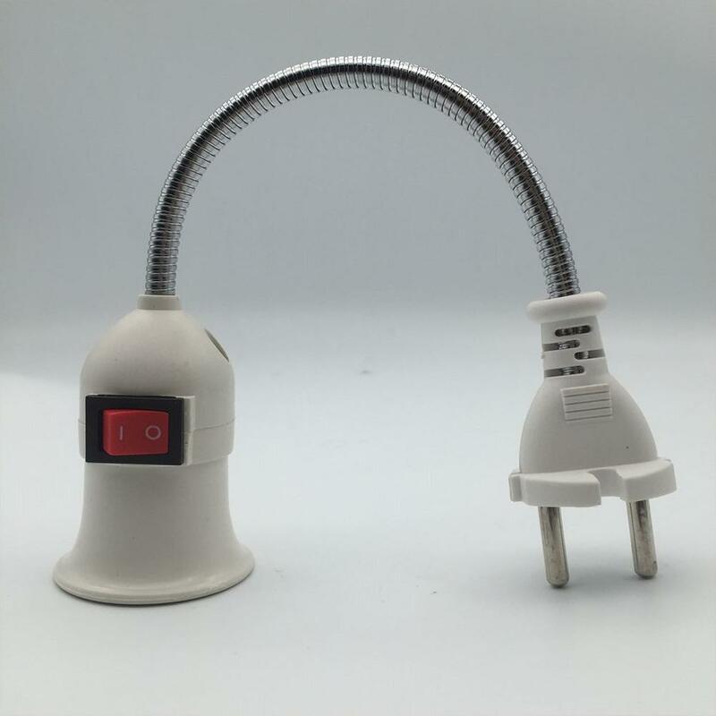 Base de lámpara E27, soporte Flexible de pared, luz Flexible, enchufe de prueba móvil, adaptador de bombilla, interruptor de enchufe, acero inoxidable