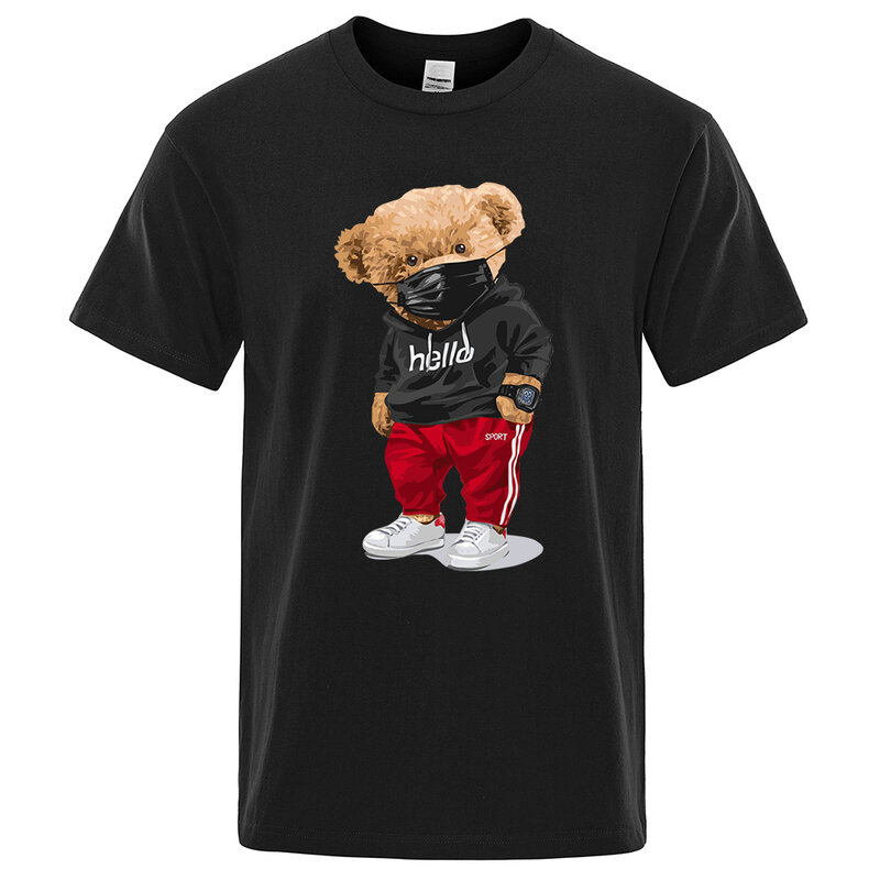 Sport Masker Bears Gedrukt Korte Mouwen T-shirt Mannelijke Helft Mouwen Zomer Leisure Oversized T-shirt Mannen Shirt S-5XL