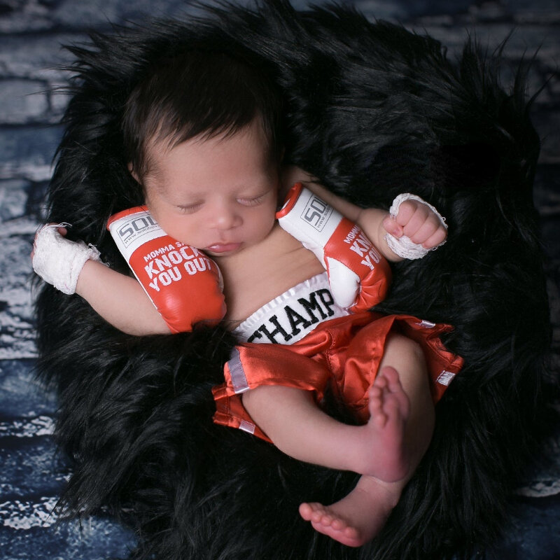 Puntelli per fotografia neonato personalizzati Set da boxe per bambini guanti pantaloncini Bebe servizio fotografico Baby Boy photshot Mini guanti per mani avvolge