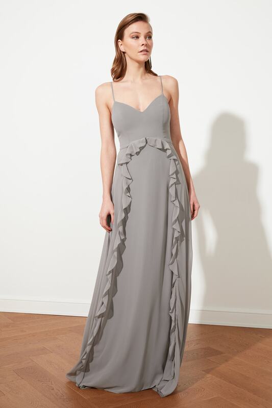 Trendyol Flounces Chiffon Evening Dress & Prom Gown TPRSS21AE0084