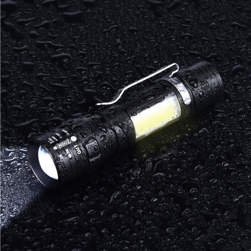 Tragbare LED Taschenlampe T6 COB Licht Aufladbare Taschenlampe Gebaut-in Batterie Zoom Taschenlampe 3 Modus Wasserdicht Notfall Taschenlampe