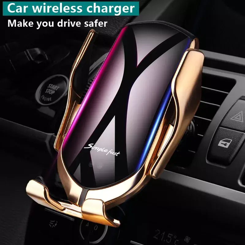 Smart Sensor Automatic Clamping Car Wireless Charger Stand Air Outlet มัลติฟังก์ชั่ผู้ถือโทรศัพท์มือถือไร้สายชาร์จวงเล็บ