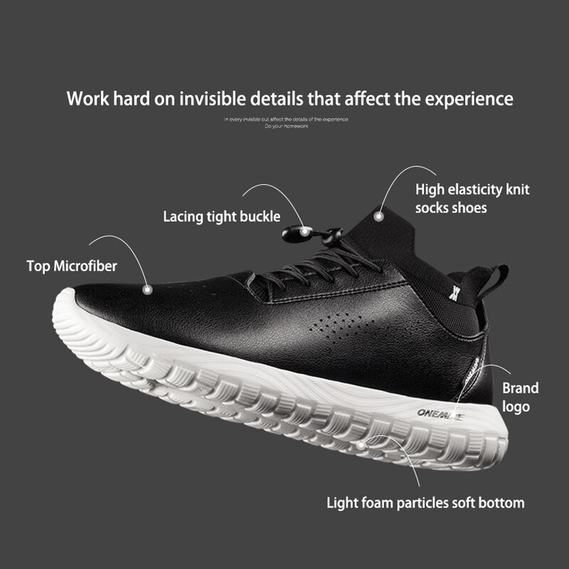 ONEMIX Sepatu Lari Fashion Pria Sneakers Sepatu Olahraga Ringan Kain Mikro Merek Mewah Kulit Sepatu Kaus Kaki Datar Dalam Ruangan