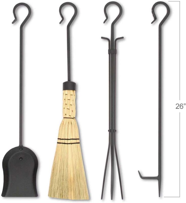 Ensemble d'outils de cheminée en fer et foyer, chaud, noir 256, 28 po