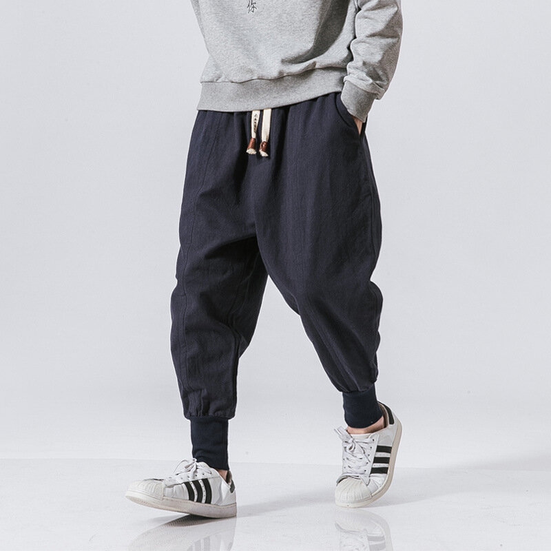 Eaeovni calças de corrida de linho dos homens hip hop harém streetwear primavera e no verão nova moda coreana calças casuais esportes sweatpants