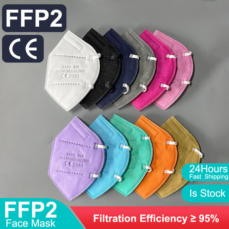 Mascarillas faciales FFP2 para adultos, máscara respirador con filtro, filtración, CE