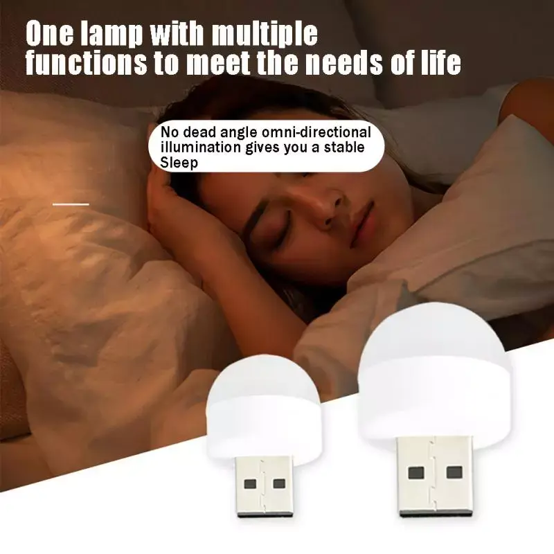 Mini luz LED portátil de noche, lámpara con enchufe USB, carga de energía móvil, lámpara pequeña para libro, protección ocular, luz de lectura