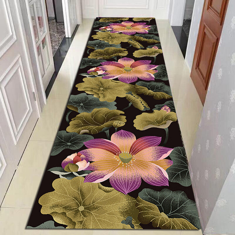 Karpet Lobi Bunga Elegan Tradisional Karpet Area Panjang Lorong Tangga Koridor Lorong Pesta Pernikahan Anti Selip Dekorasi Rumah
