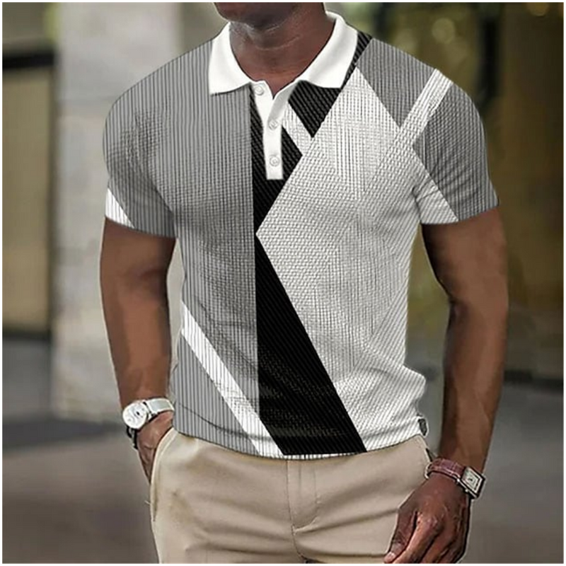 Мужская рубашка-поло, летняя рубашка для гольфа, топ в полоску с графическим принтом, футболка, Повседневная футболка с короткими рукавами, мужская одежда