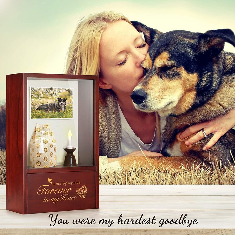 Handmade Light-Crafted Life Engraved Pet Urns Finnish Pine Wood Keepsake Memorial for Dogs/Cats/Human Ashes,Photo Frame