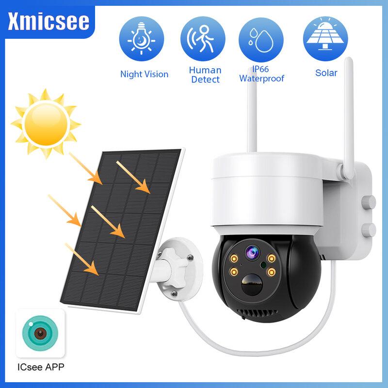 Caméra de Surveillance extérieure solaire PIR Wifi 1080P (kis603), dispositif de sécurité sans fil IP66, avec panneau solaire, détection humaine