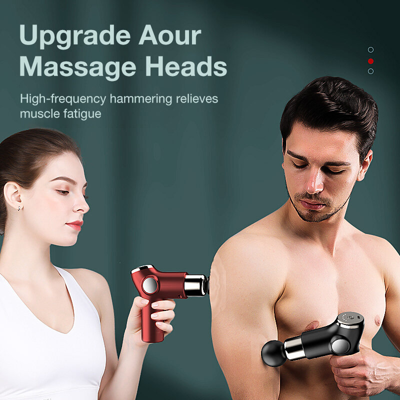 MUKASI-pistola de masaje con pantalla LCD, masajeador eléctrico profesional para músculos profundos, alivio del dolor, relajación corporal, cuello y hombros