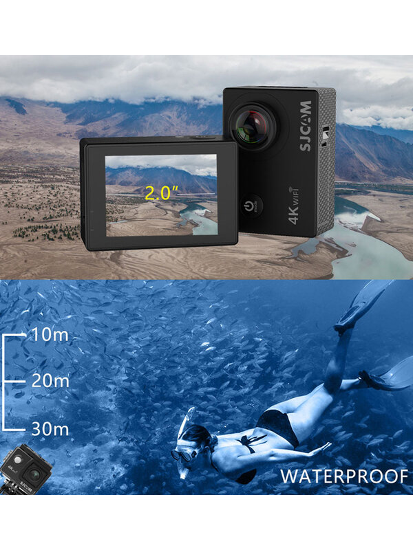 SJCAM SJ4000 AIR, Original Action Camera, Full HD, Allwinner, 4K 30fps, WIFI, 2,0 Zoll Bildschirm, Wasserdicht, Unterwasserkamera, Sport DV