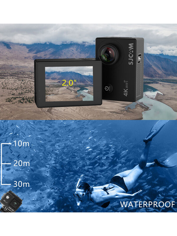 Kamera Aksi 4K, SJCAM SJ4000 AIR, 4K 30FPS, WIFI, Zoom Digital 4x, Kamera DV Bawah Air Tahan Air, Kamera Video Olahraga