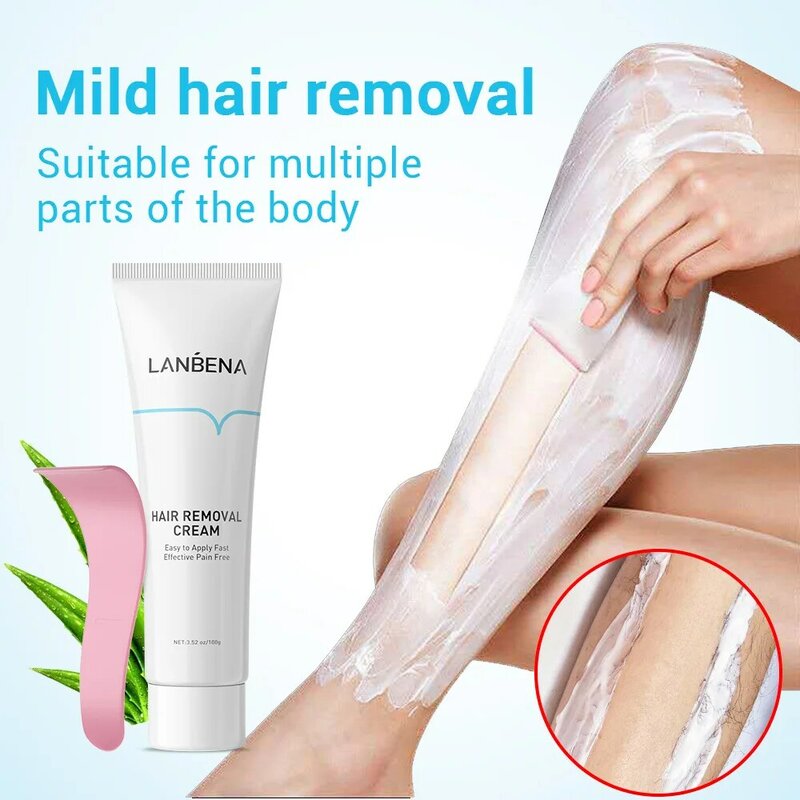 Lanbena Hair Removal Cream with Scraper Hair Growth Inhibitor Natural Painless Permanent Depilatory Cream Skin Care Product