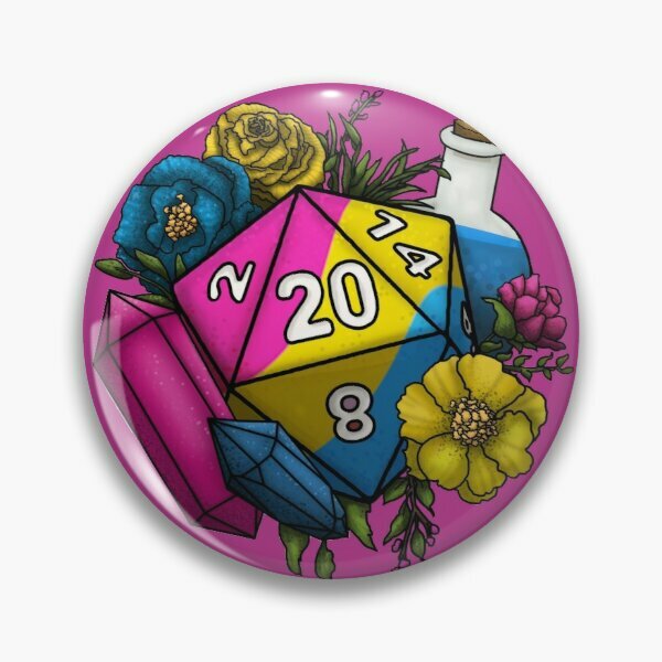 Pride Pansexual D20 Tabletop Rpg Gaming  Customizable Soft Button Pin Metal Hat Funny Cute Brooch Jewelry Gift Collar Decor