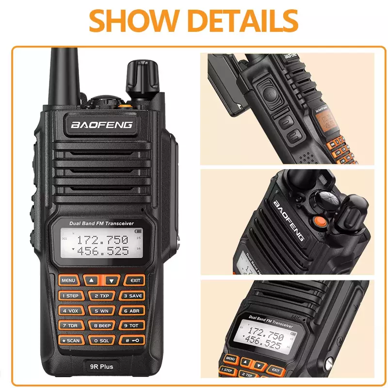 2 sztuk walkie-talkie wodoodporna Baofeng UV-9R PLUS 10W przenośny CB Ham nadajnik-odbiornik radiowy VHF UHF 2 Way Radio uv9r plus polowanie 10KM