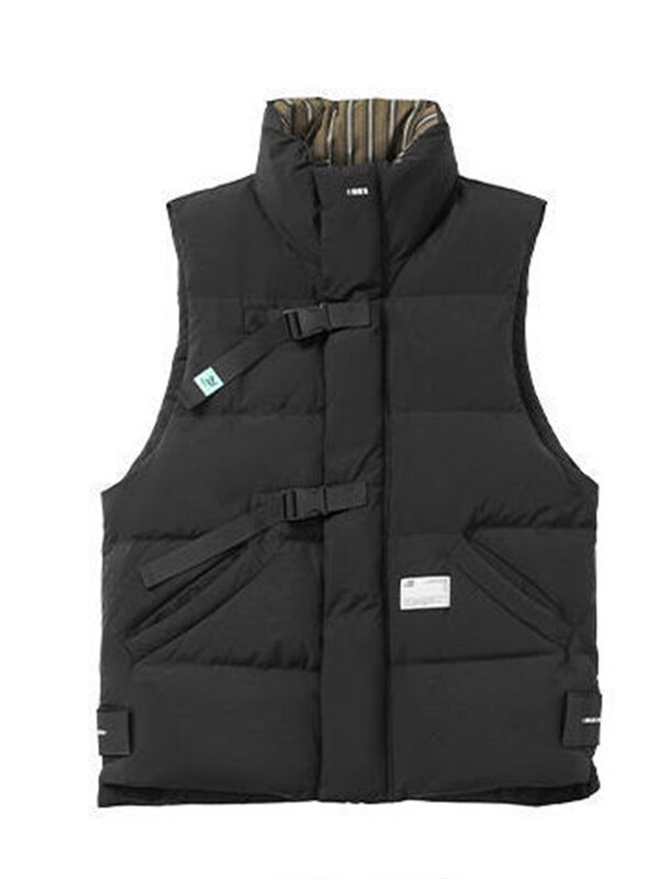 Inverno sem mangas jaqueta unisex coreano zíper para baixo colete moda casual sólido grosso colete solto quente feminino colete com bolso