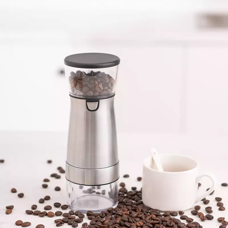 USB Rechargeable Coffee Grinder Stainless Steel Professional Coffee Bean Mill Machine for Nuts Beans Spices Grains Pepper