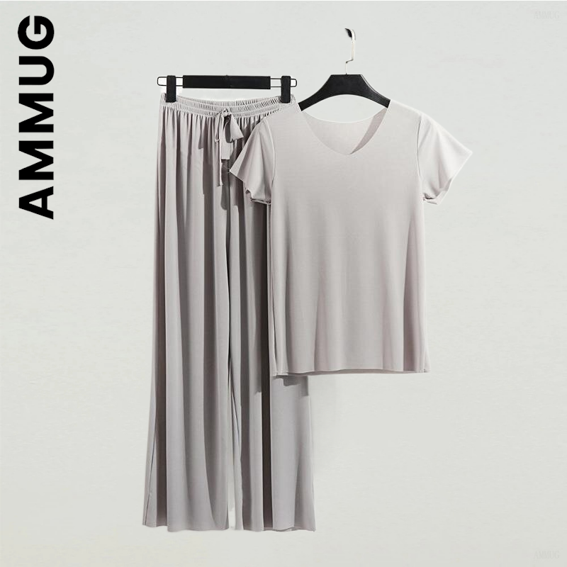 Ammug Pajamas Fashion Women Lounge Wear Ice Silk Pajamas For Female Thin Lingerie Sleep Home Female Clothes Women Sleepwear
