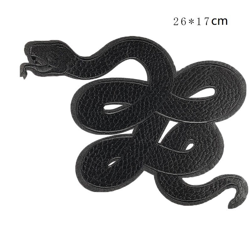 Cartone animato serpente nero patch fai da te cucire vestiti cappotto grande adesivo posteriore stiratura toppe ricamate cucire Applique decor Badge