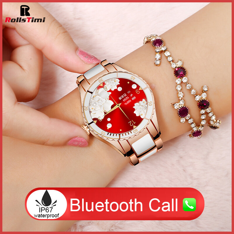 Rollstimi Smart Horloge Mannen Lady Hartslag Bloeddrukmeter Bluetooth Call Custom Dial Sport Smartwristband Voor Android Ios