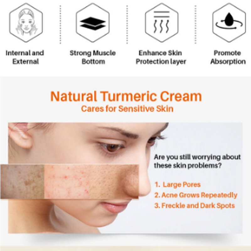 Kurkuma Creme und Kurkuma Öl Hautpflege Set Aufhellung Feuchtigkeits Relief Dull Haut Natürliche Organische Whitening30g 50g