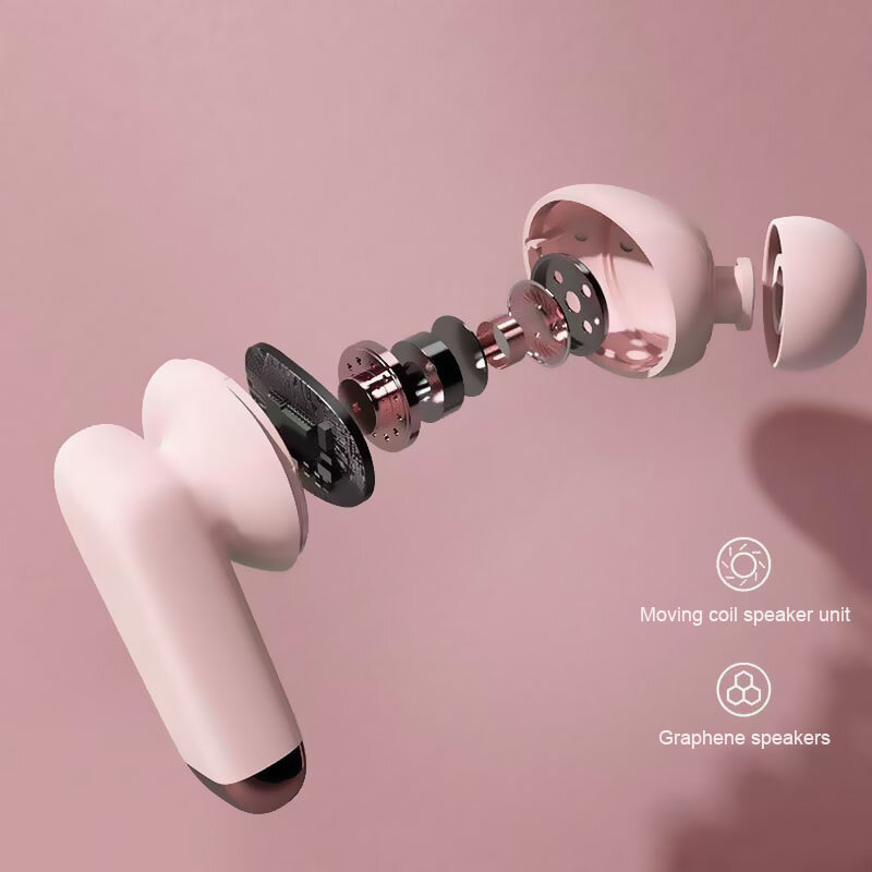 TWS Earbud Bluetooth Earphone Nirkabel Kontrol Ketuk Headphone In-Ear Olahraga Stereo dengan Tampilan LED Kecerdasan Digital