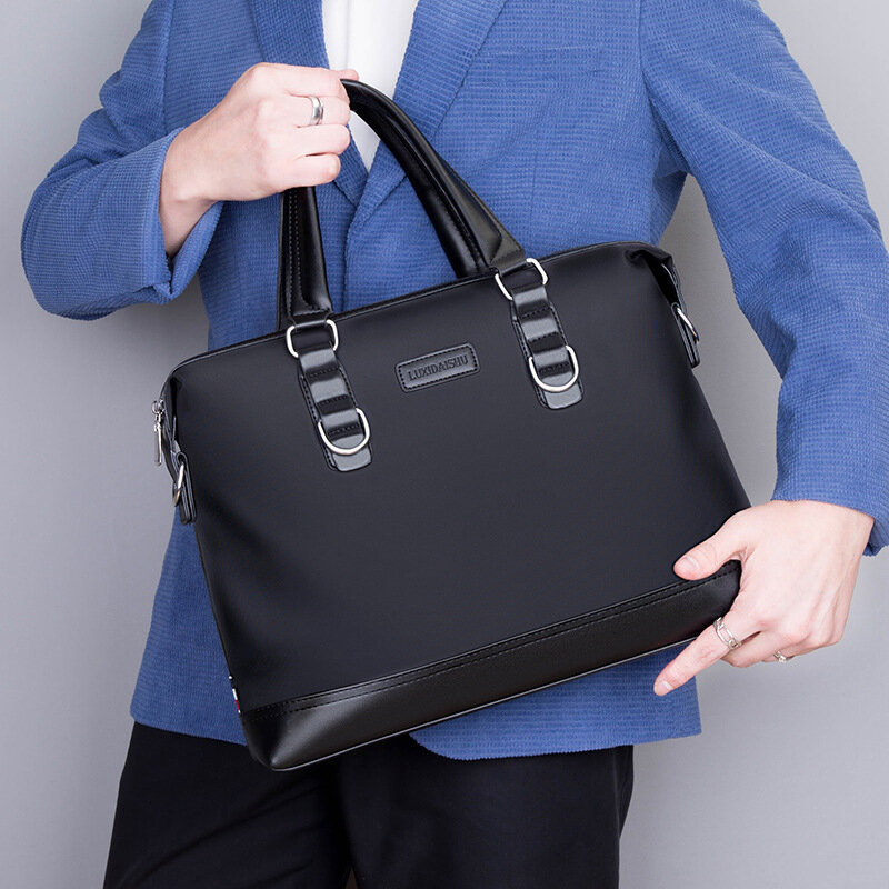 Moda męska teczka torby na ramię wysokiej jakości mężczyźni biznes torby podróżne na ramię męskie wodoodporne torebki Oxford czarny niebieski
