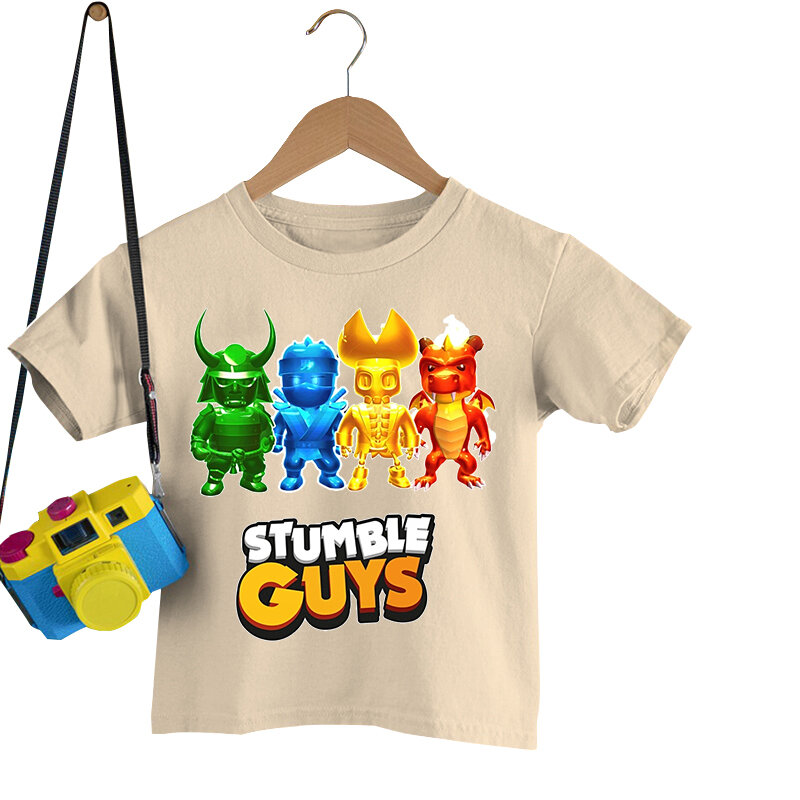 T-shirt infantil Stumble Guys, Cartoon Animal Tops, Roupa casual, Harajuku, Jogos, Crianças, Rapazes, Meninas, Moda