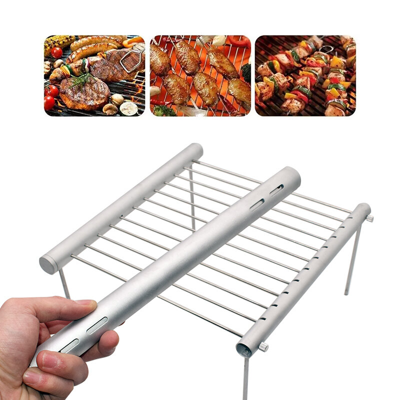 Mini Pocket Foldable Assemble Type Stainless Steel BBQ Grill Rack Camping Mini BBQ Grill Bracket Barbecue Grill Tools