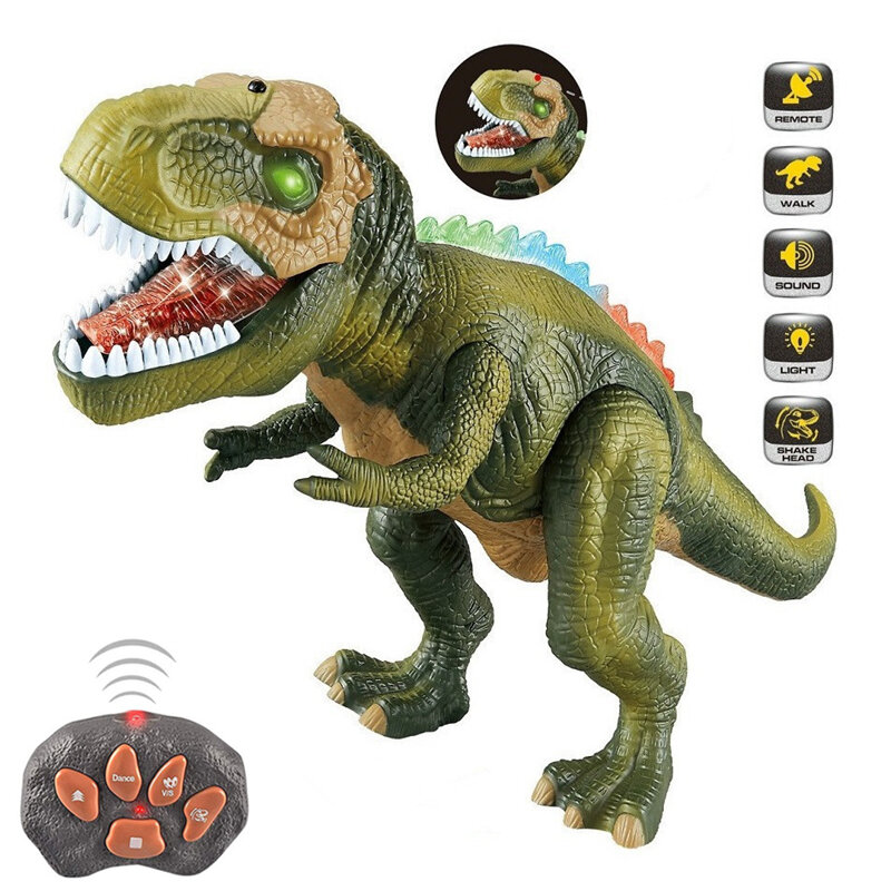 Rc dinossauro elétrico crianças brinquedos para animais de estimação tyrannosaurus rex modelo animais controle remoto olhos brilho caminhada sons para o menino crianças presentes