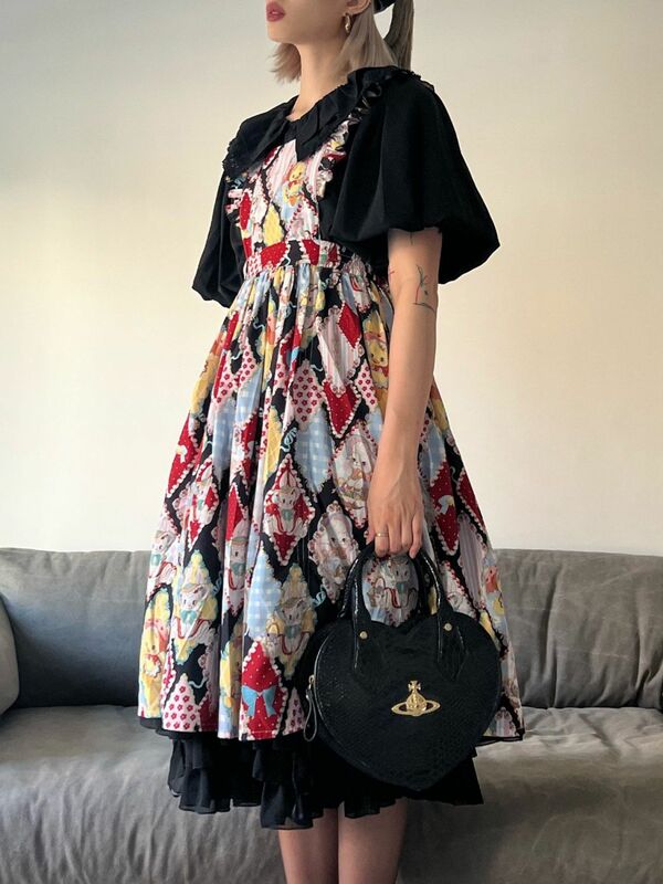 [Showa caleidoscopio] abito lolita Vintage donna OP ricamato manica corta abiti da festa principessa giapponese dolce Kawaii Lolita