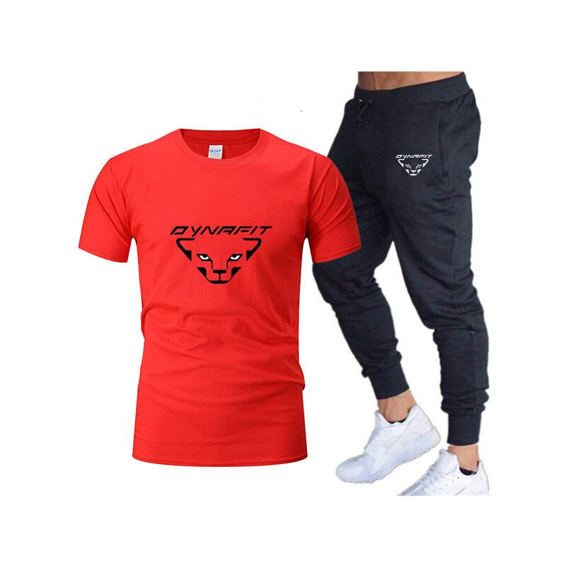 DYNRFIT-Ensemble T-shirt et pantalon de sport pour hommes, pantalons de jogging respirants, vêtements hip-hop, marque décontractée, tout neuf, été, 2023