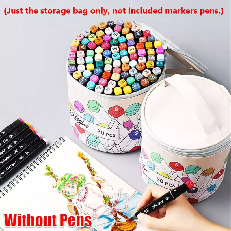 80/120/168/204 ألوان قلم تحديد حقيبة التخزين شكل دائري سعة كبيرة الجلود حقيبة التخزين حامل القلم الرصاص (لا أقلام)