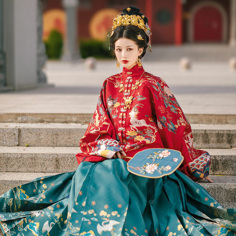 Vêtements de princesse dégradés de la dynastie Ming pour femmes, col mandarin chinois, Hanfu féminin, robe fantaisie, ensemble de olympiques de performance