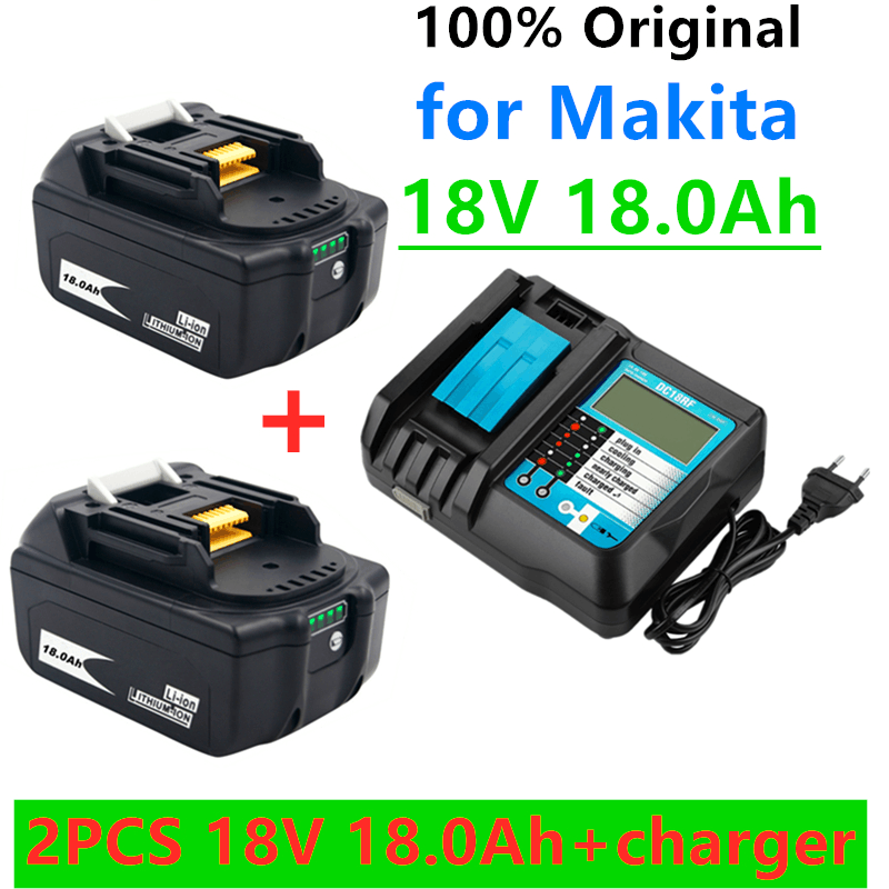 Original para makita 18v 18000mah 18.0ah recarregável bateria de ferramentas elétricas com led li-ion substituição lxt bl1860b bl1860 bl1850