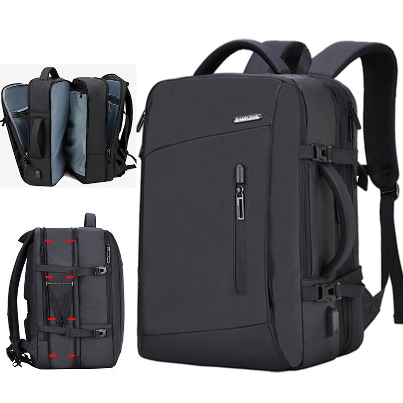 Expandable Men‘s 15.6 Inch Laptop Backpacks USB Waterproof Notebook Schoolbag Sports Travel School Bag Pack Backpack For Male
