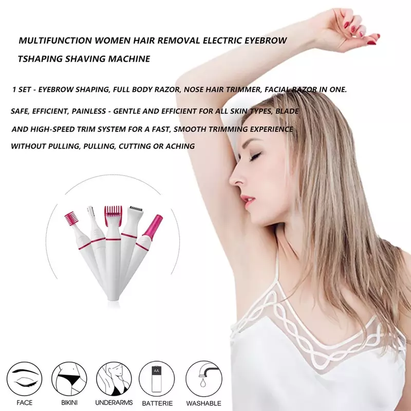 5 in 1 Multifunction Women Hair Removal Electric Shaping Female Shaving Machine Mini Shaver Trimmer Razor For Eyebrow Underarm