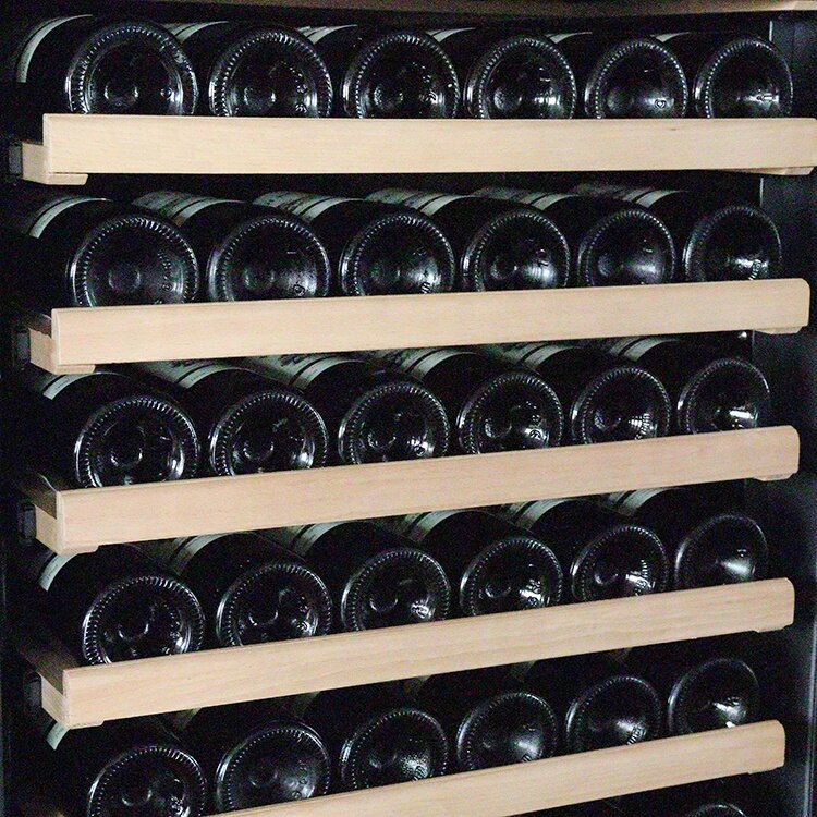 Refrigerador de doble zona para vino, 420 litros, 165 botellas, compresor
