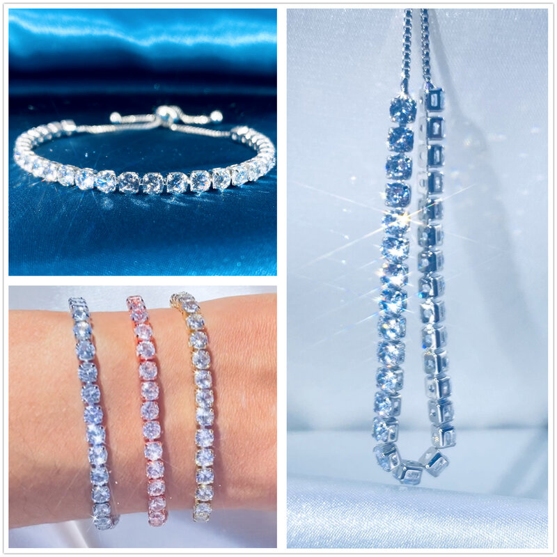 Braccialetto per le donne braccialetto a mosaico regolabile a 4 artigli di lusso per le donne braccialetti da Tennis di spedizione gratuita gioielli di moda regalo